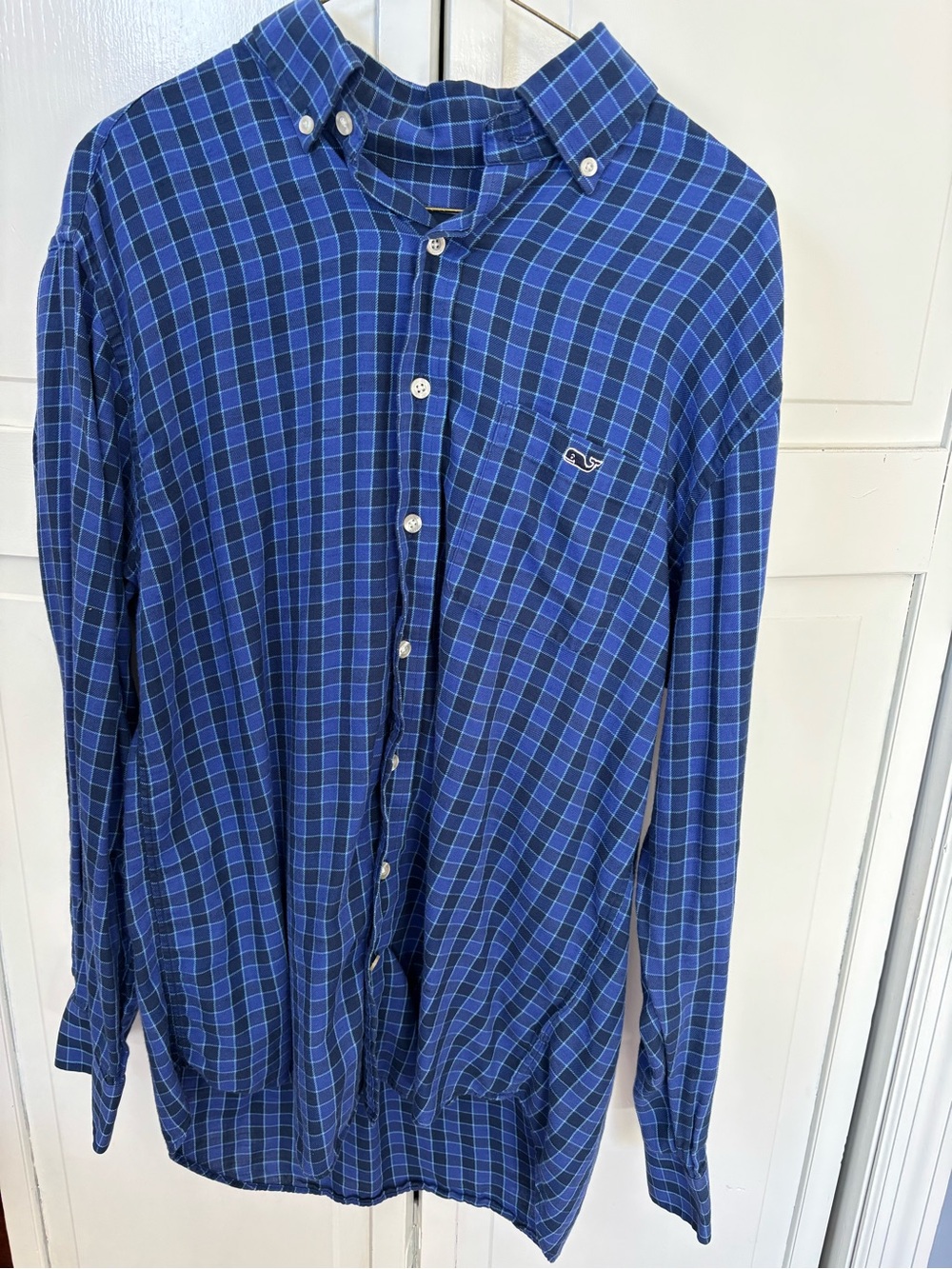 Vineyard Vines Tucker Shirt Men’s M Blue Plaid Cotton Linen Classic Fit
